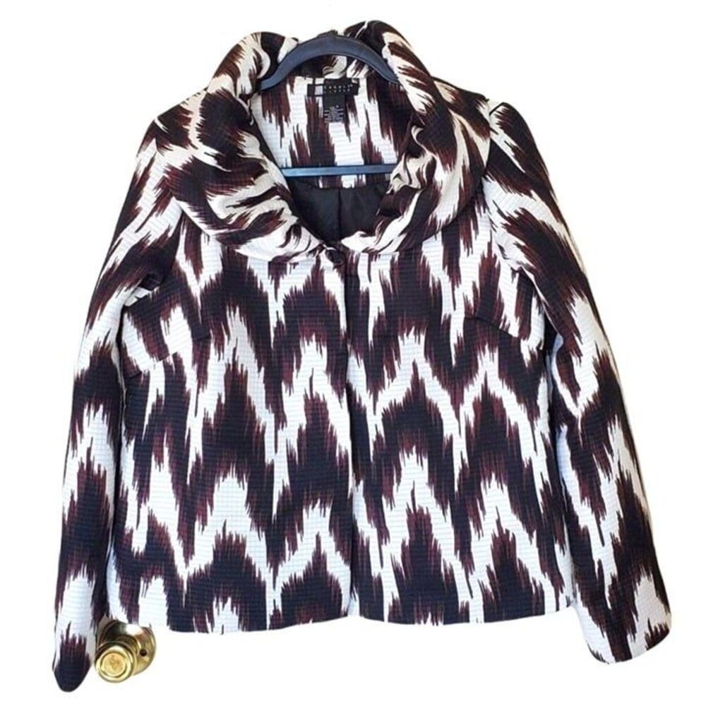 Carole Little Womens Shacket Black S Cropped Shawl Collar Jacket